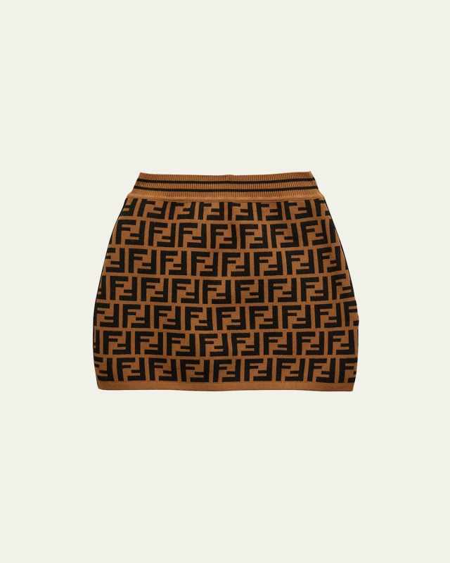 Girl's Knit Monogram Intarsia Skirt, Size 3-6