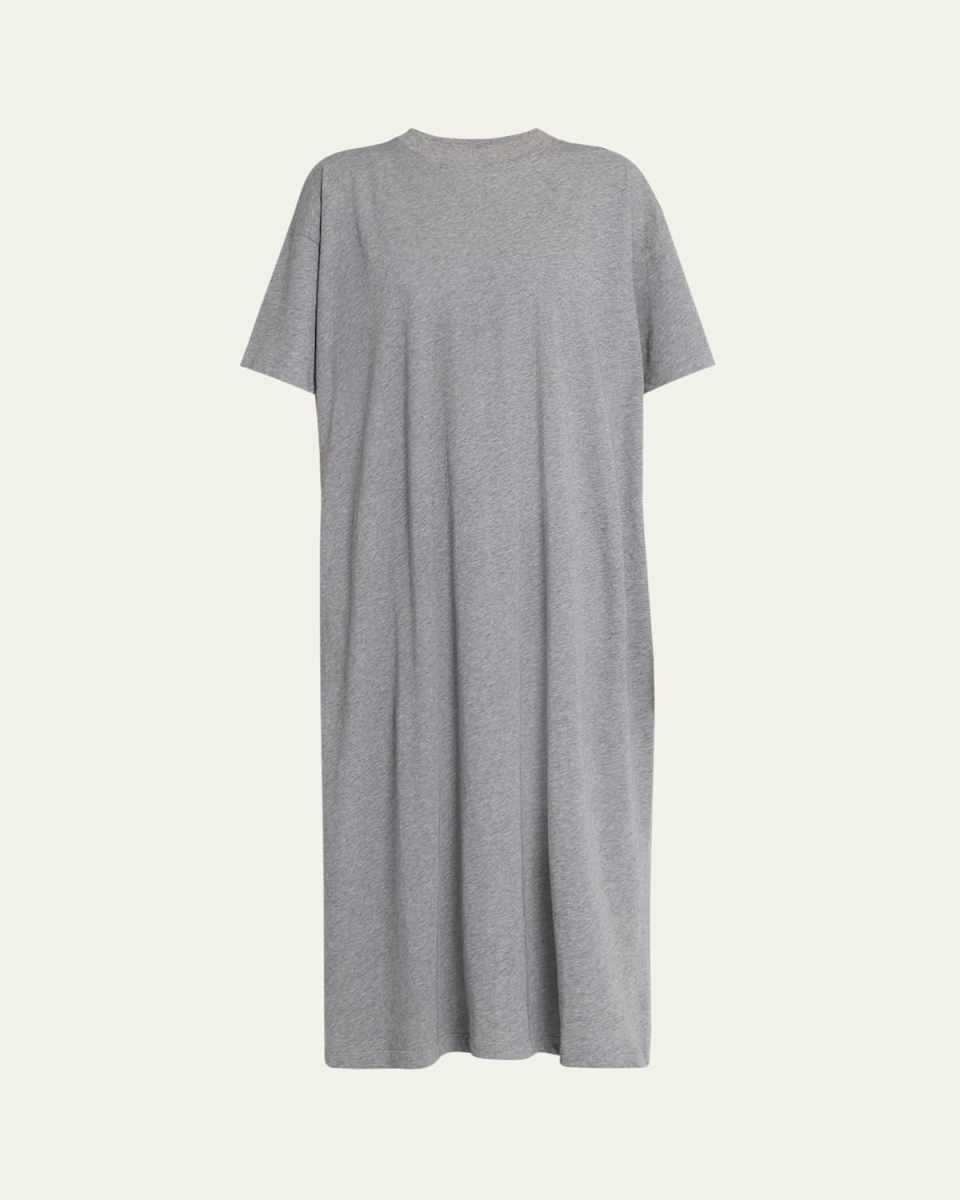 Simo Short-Sleeve Heathered Cotton Maxi T-Shirt Dress