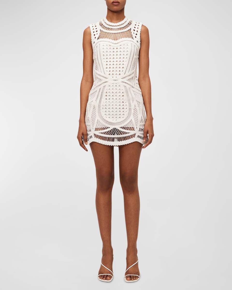 Coen Eyelet Sleeveless Crewneck Mini Dress