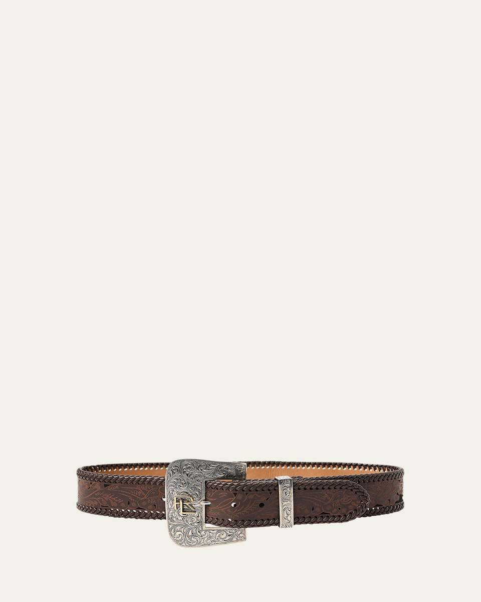 Tooled Lasered Leather Medium Belt
