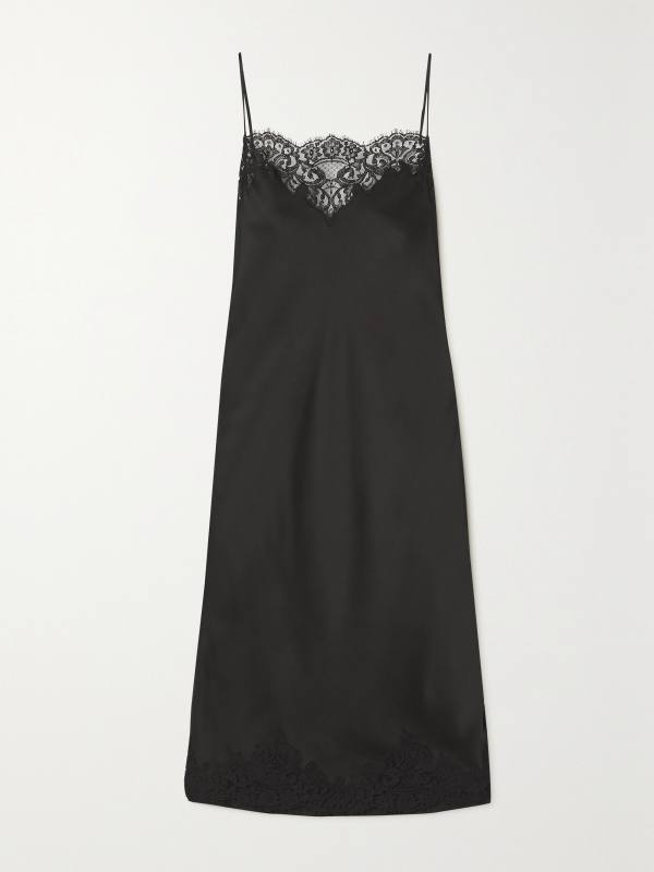 Stella McCartney + NET SUSTAIN lace-trimmed satin midi dress