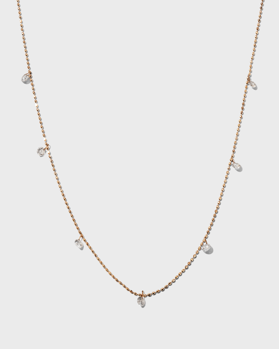 Tiny Floating Diamond Necklace in Rose