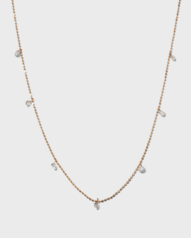 Tiny Floating Diamond Necklace in Rose