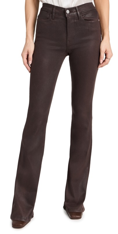 FRAME Le High Flare Jeans Espresso Coated