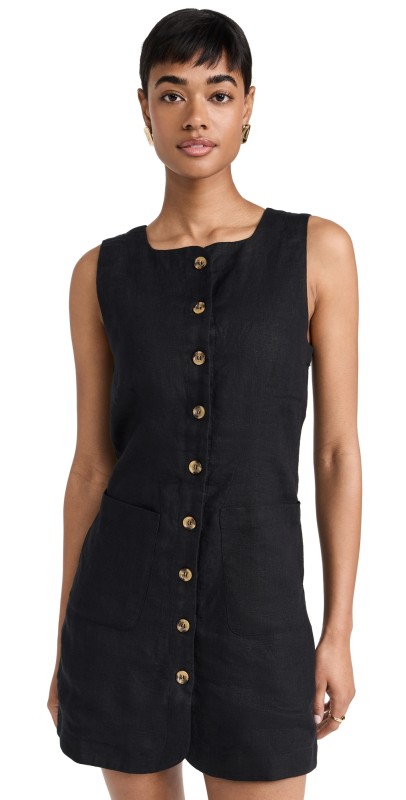 POSSE Emma Button Down Mini Dress Black