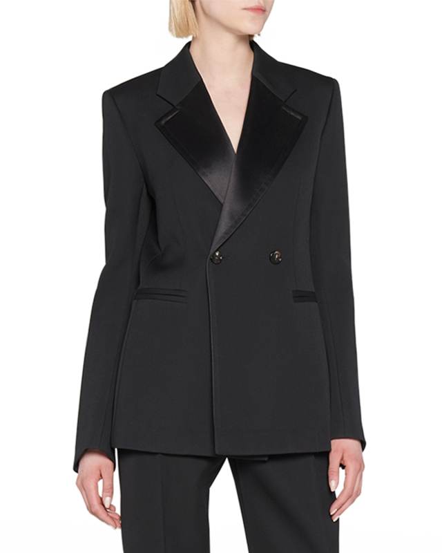 Compact Wool Two-Button Blazer Jacket