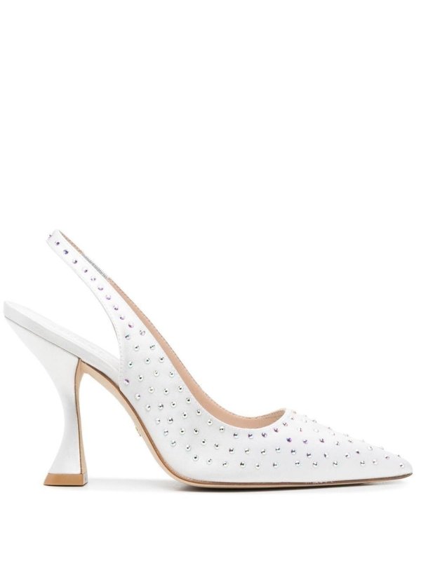 107mm stud-detail leather pumps