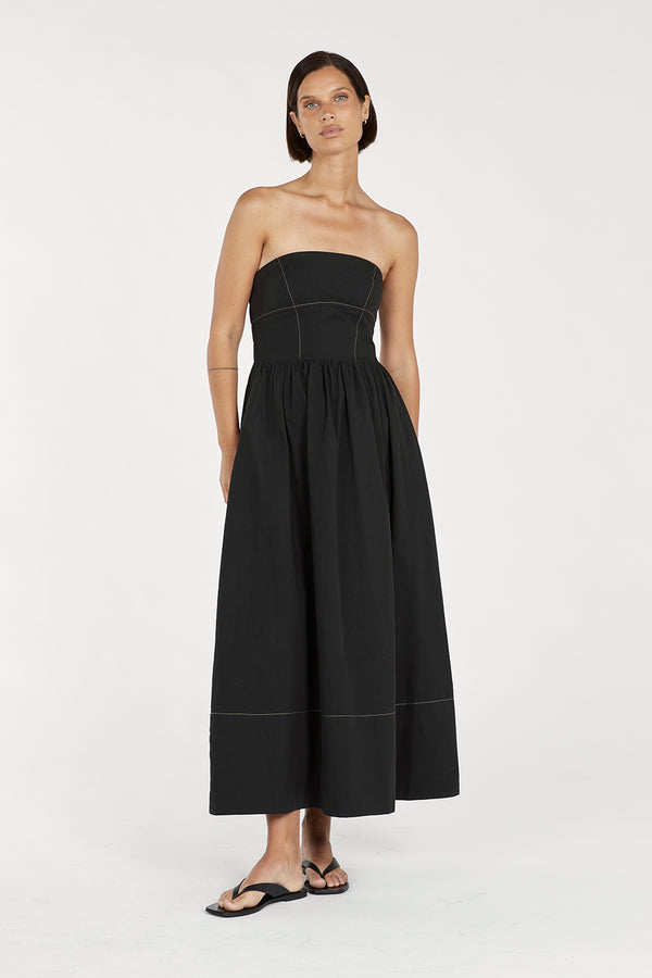 DISSH ELIDY BLACK COTTON MAXI DRESS