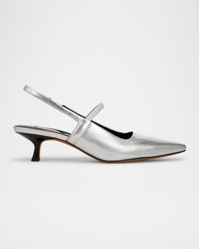 Metallic Slingback Ballerina Pumps