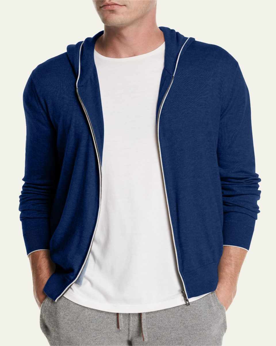 Cashmere-Cotton Zip-Front Hoodie