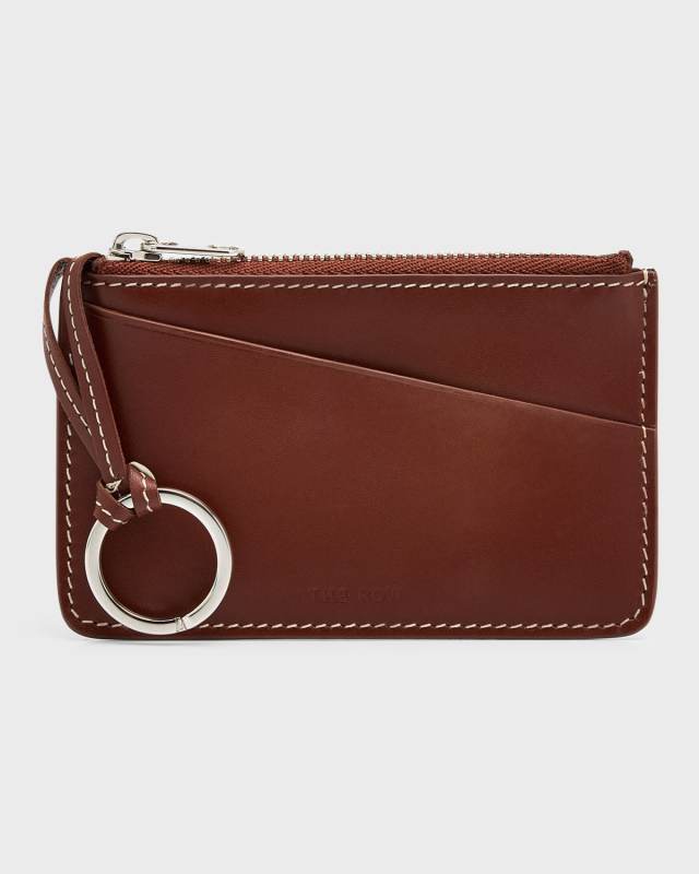 Zipped Key Chain Wallet in Shiny Box Calfskin