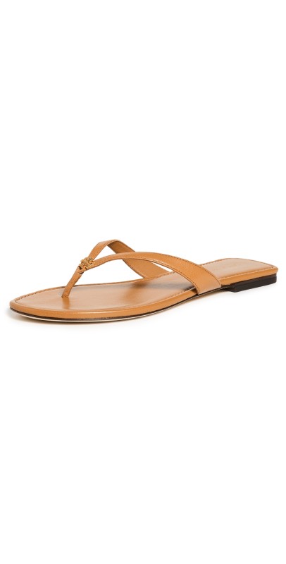 Tory Burch Leather Flip Flops Caramel Corn