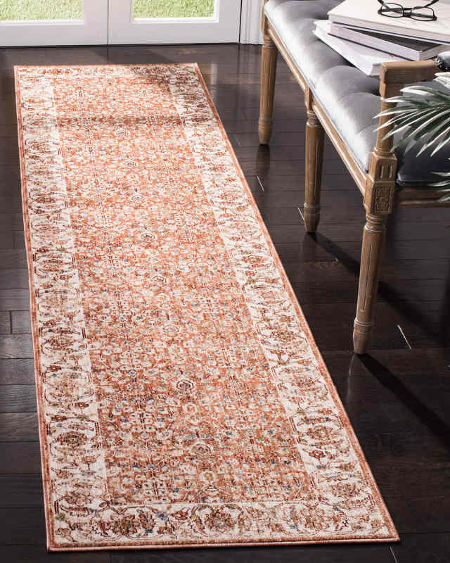 Helena Beige/Light Rust Power-Loomed Rug, 2' x 10'