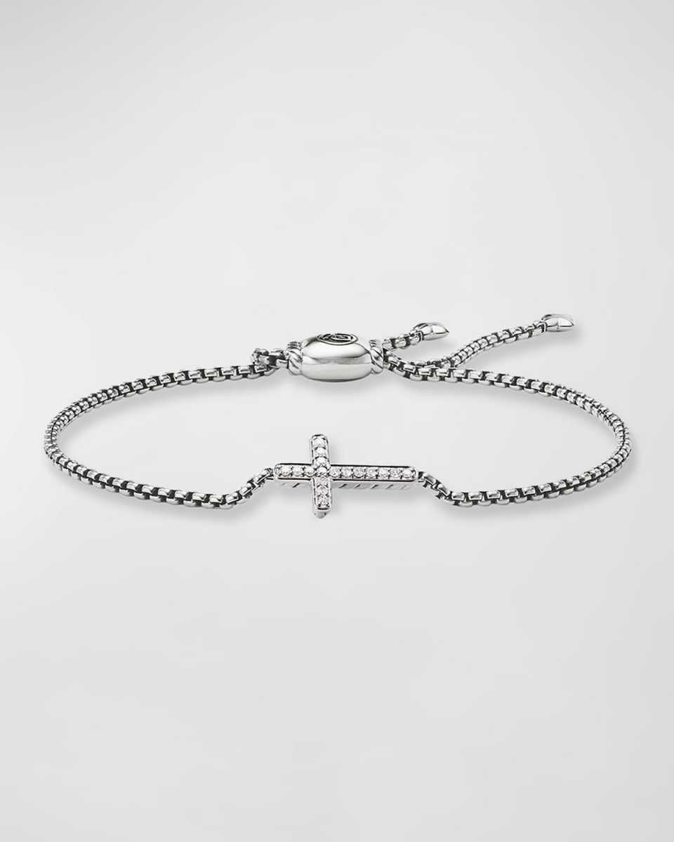 Cross Chain Bracelet with Diamonds in Silver, 1.7mm