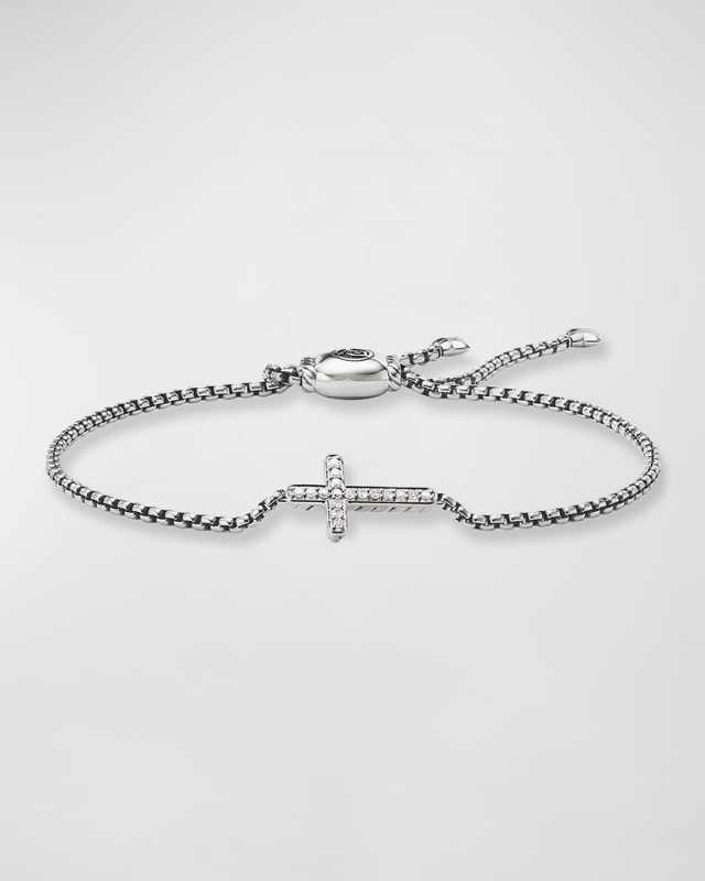 Cross Chain Bracelet with Diamonds in Silver, 1.7mm