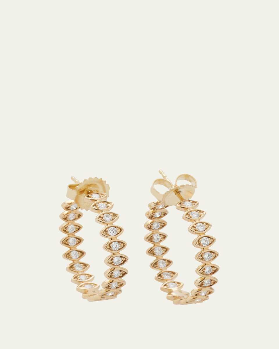 Marquis Evil Eye Hoop Earrings, Medium