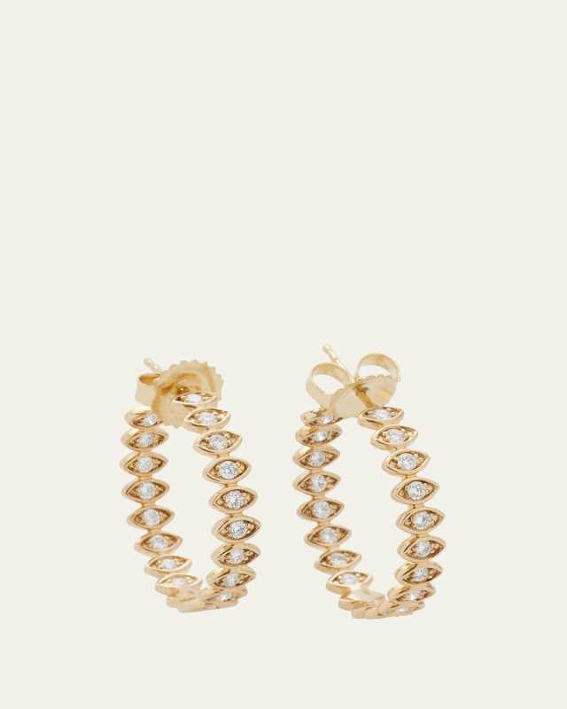Marquis Evil Eye Hoop Earrings, Medium
