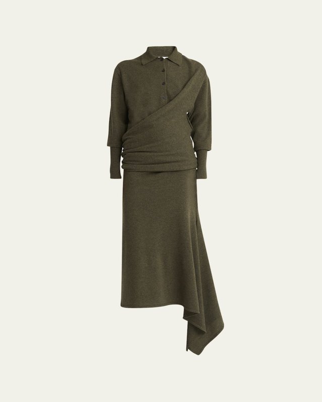 Cashmere-Blend Polo Sweater Dress