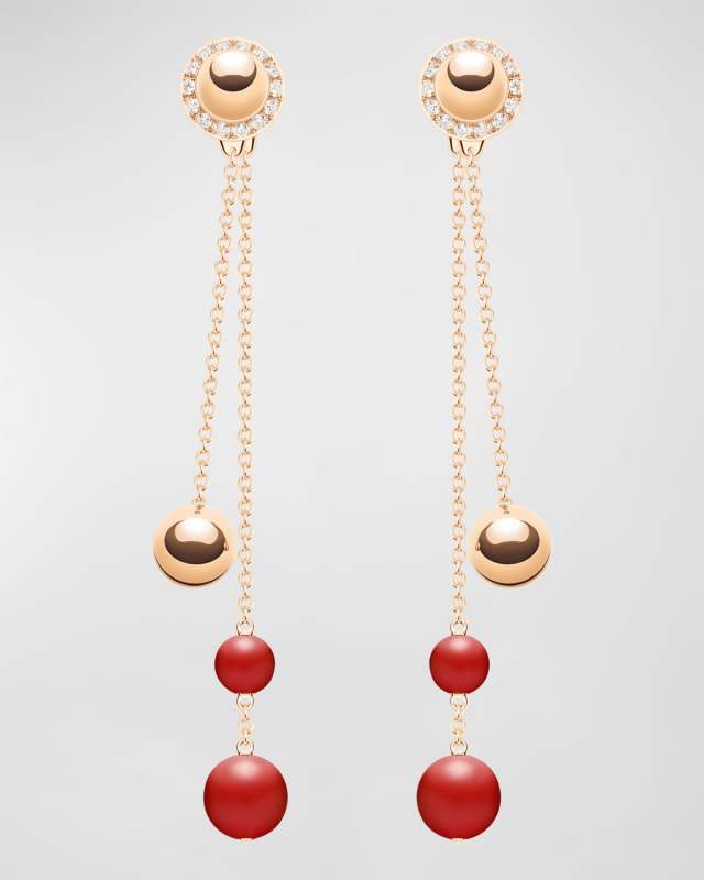 Possession 18K Rose Gold Diamond and Carnelian Drop Earrings
