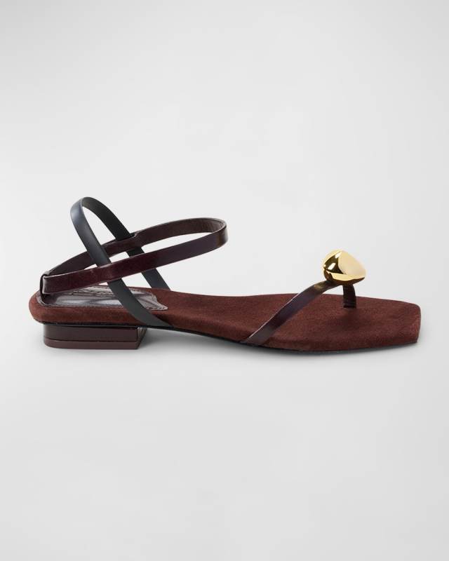 Illene Leather Jewel Flat Thong Sandals
