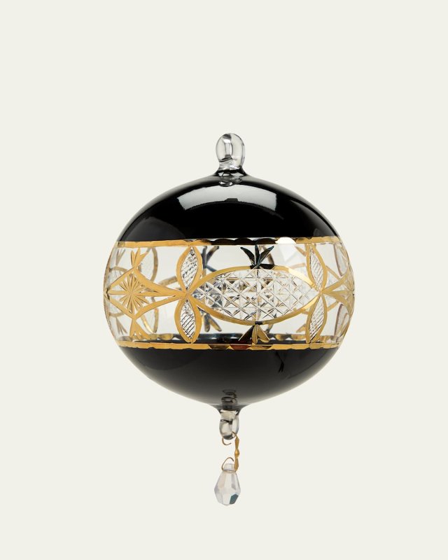 Black and Gold-Tone Deco Christmas Ornament