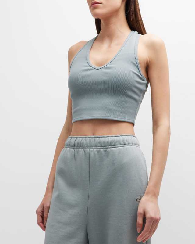 Goddess Ribbed Cropped Racerback Tank Top