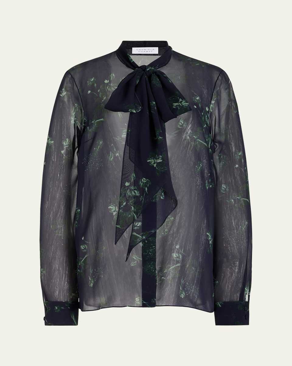 Shildon Sheer Floral Scarf-Tie Top