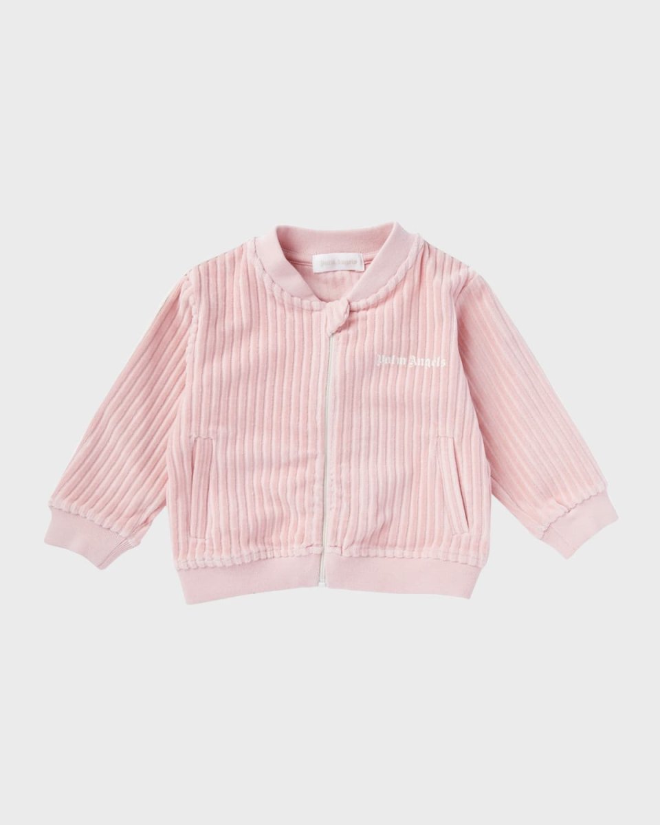 Girl's Logo-Print Ribbed Track Jacket, Size 3M-