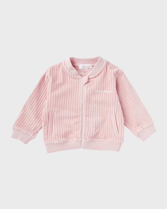 Girl's Logo-Print Ribbed Track Jacket, Size 3M-