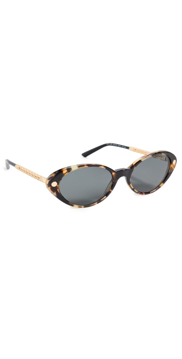 Versace VE4469 Oval Sunglasses Havana