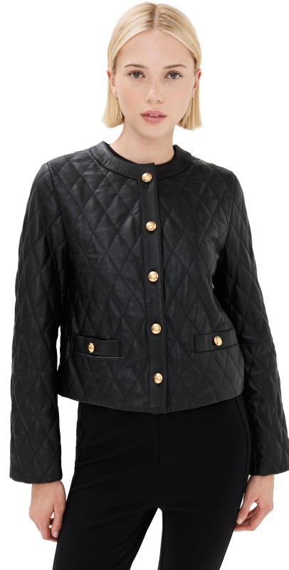 Nili Lotan Amy Quilted Leather Jacket Black