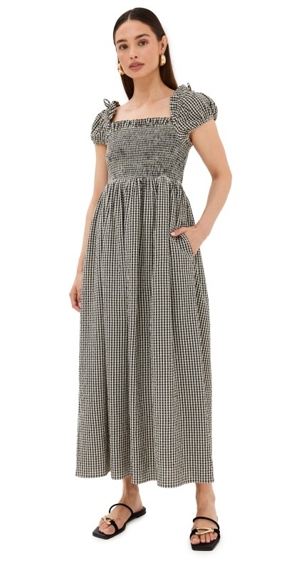 POSSE Mira Dress Gingham Black/Cream