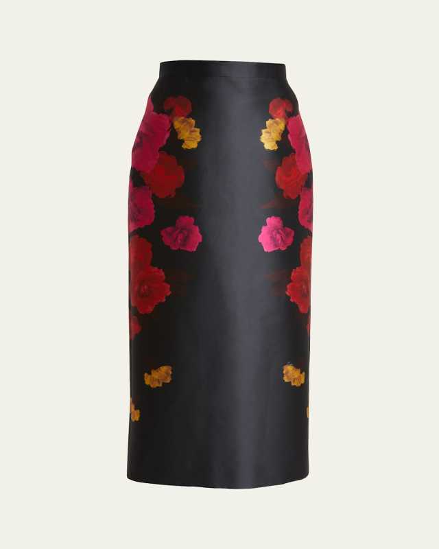 Long Floral Pencil Skirt
