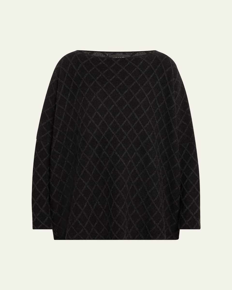 Diamond Fine-Gauge Knit Cashmere Sweater (Mid Plus Length)