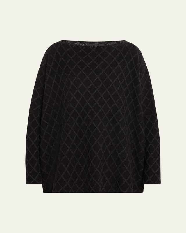 Diamond Fine-Gauge Knit Cashmere Sweater (Mid Plus Length)
