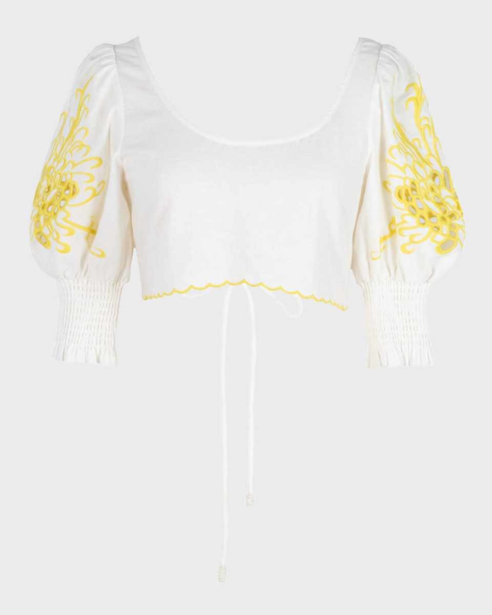 Ellis Balloon-Sleeve Crop Top