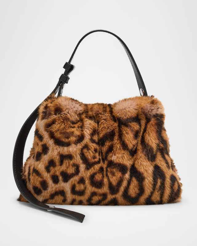 Puffin Mini Cheetah Faux Fur Shoulder Bag