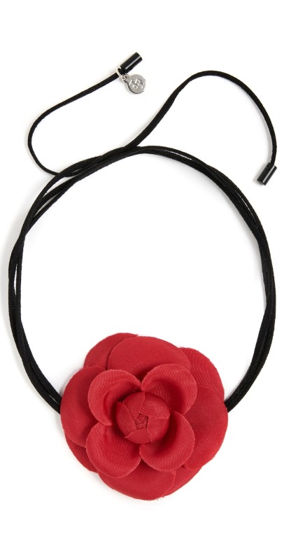 LELET NY Pauline Floral Choker Red