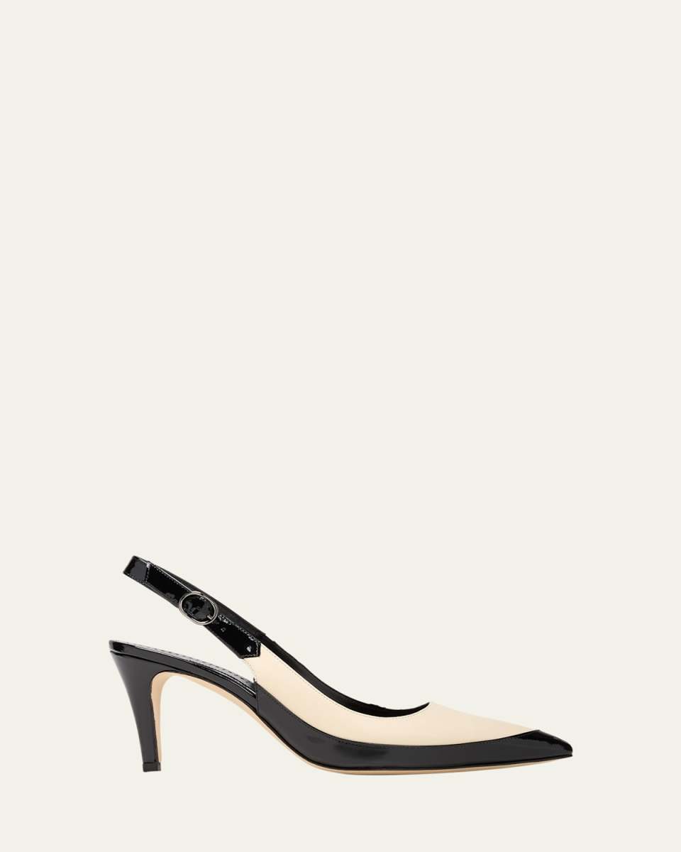 Bicolor Leather Slingback Pumps