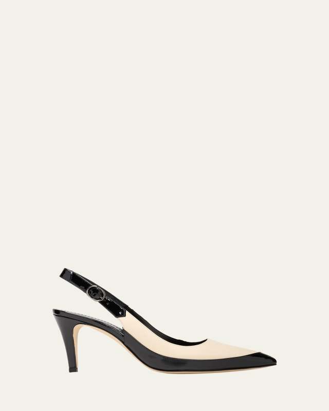 Bicolor Leather Slingback Pumps