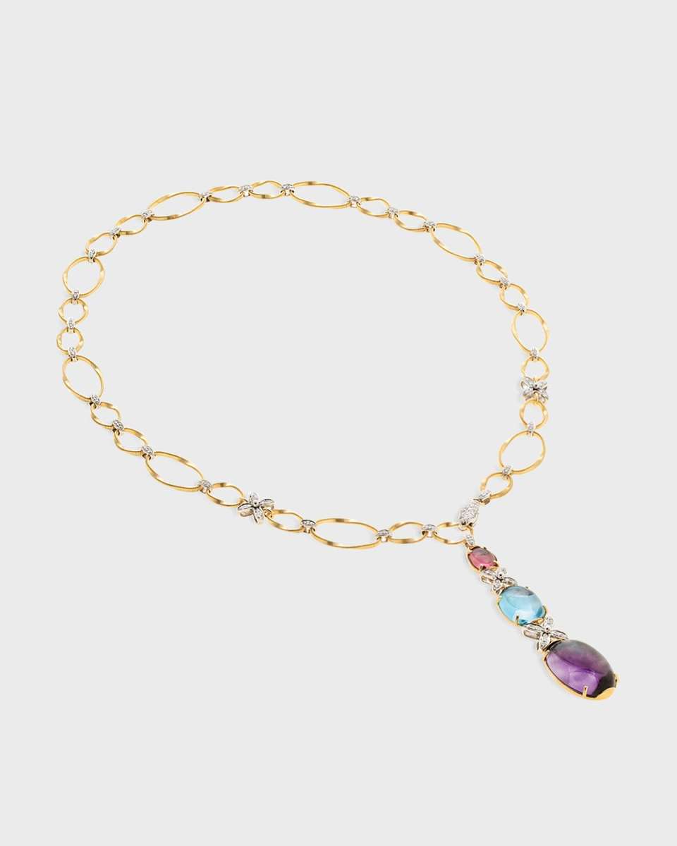 Marrakech Onde 18k Yellow and White Gold Lariat with Gemstones