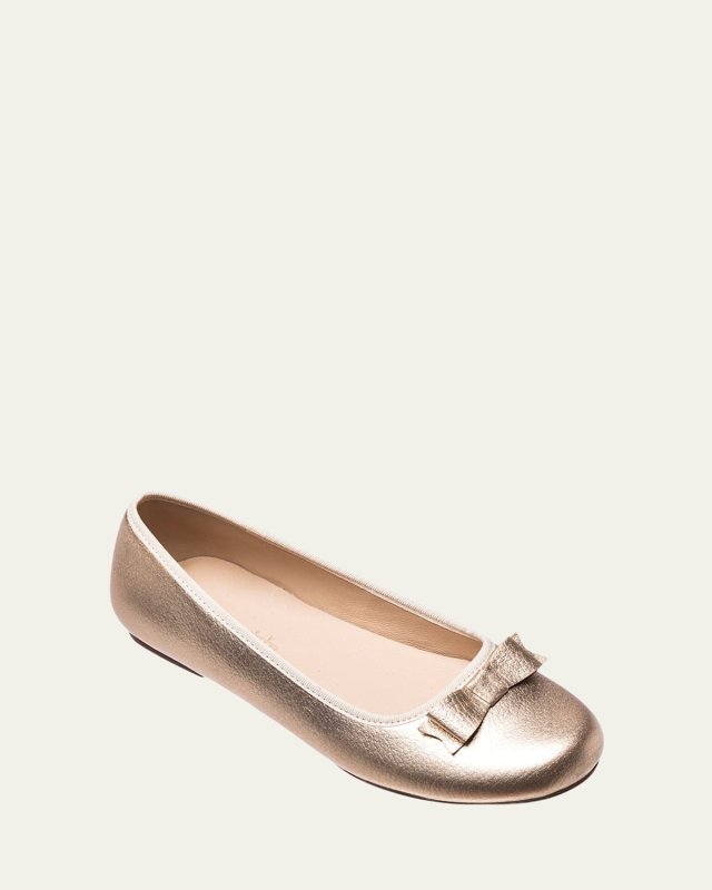 Girl's Camille Metallic Leather Flats, Toddler/Kids