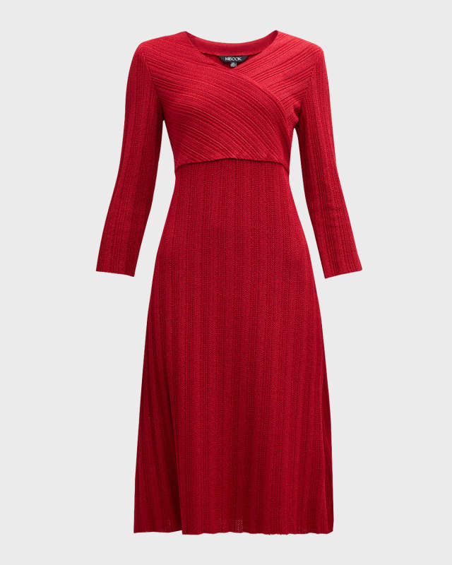 Textural Striped Knit Midi Dress