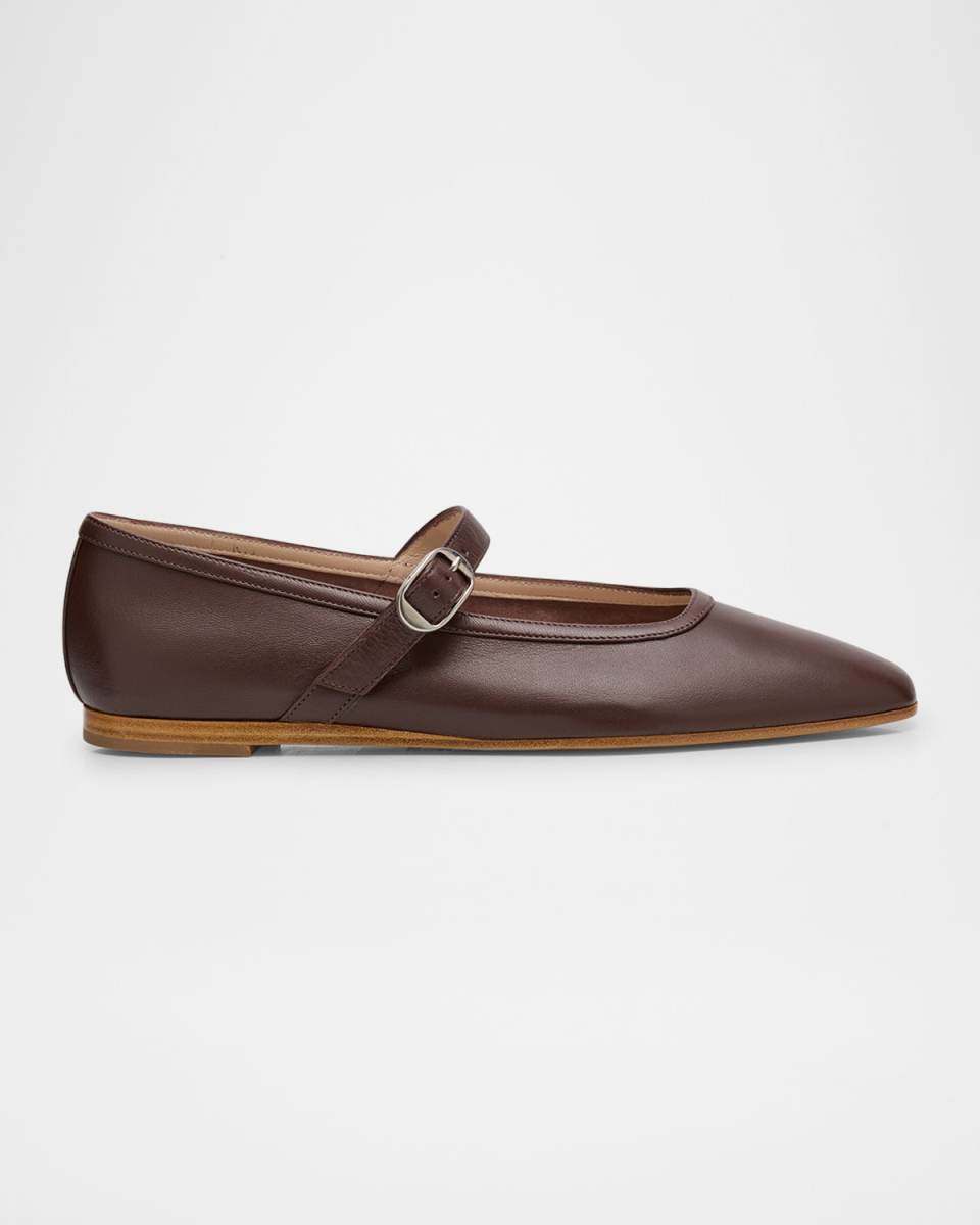 Leather Mary Jane Ballerina Flats