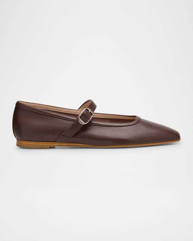 Leather Mary Jane Ballerina Flats