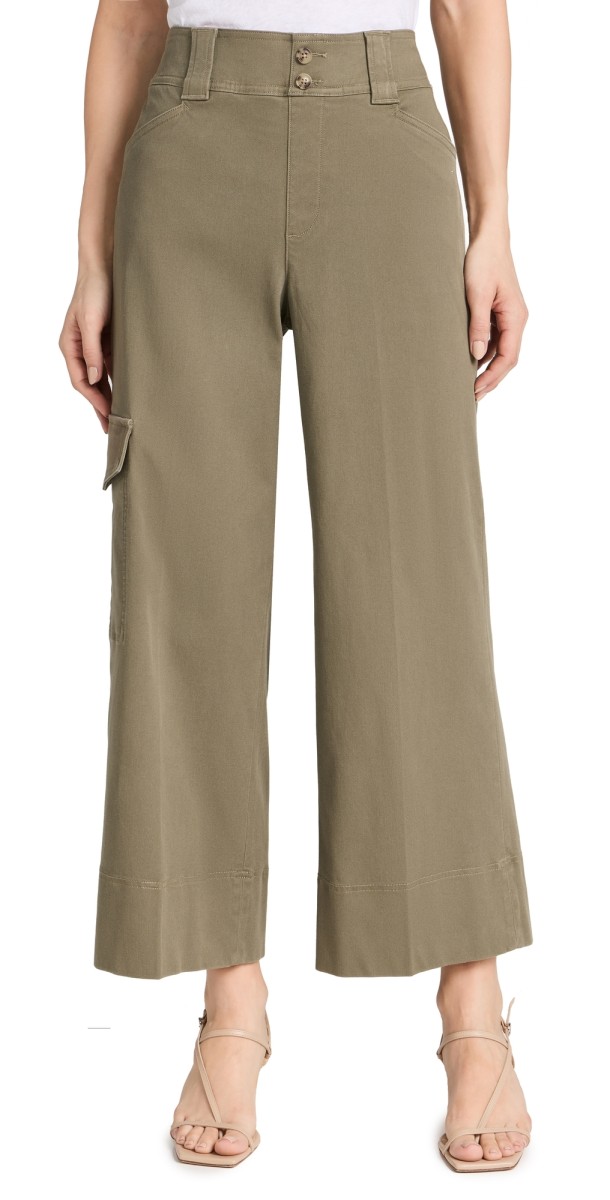 SPANX Stretch Twill Cropped Trousers Spanish Olive