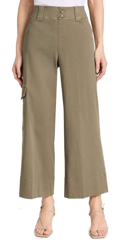 SPANX Stretch Twill Cropped Trousers Spanish Olive