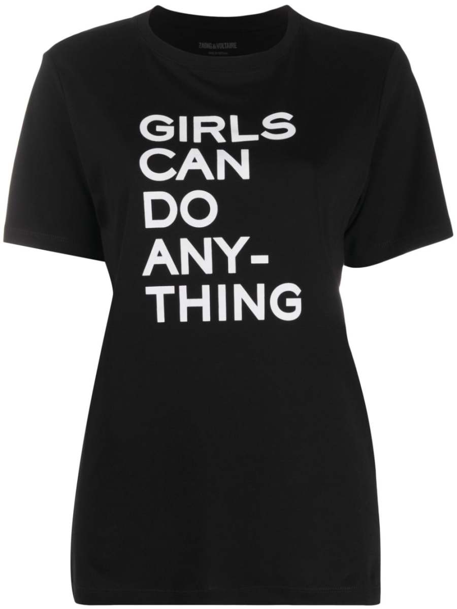 slogan print round neck T-shirt