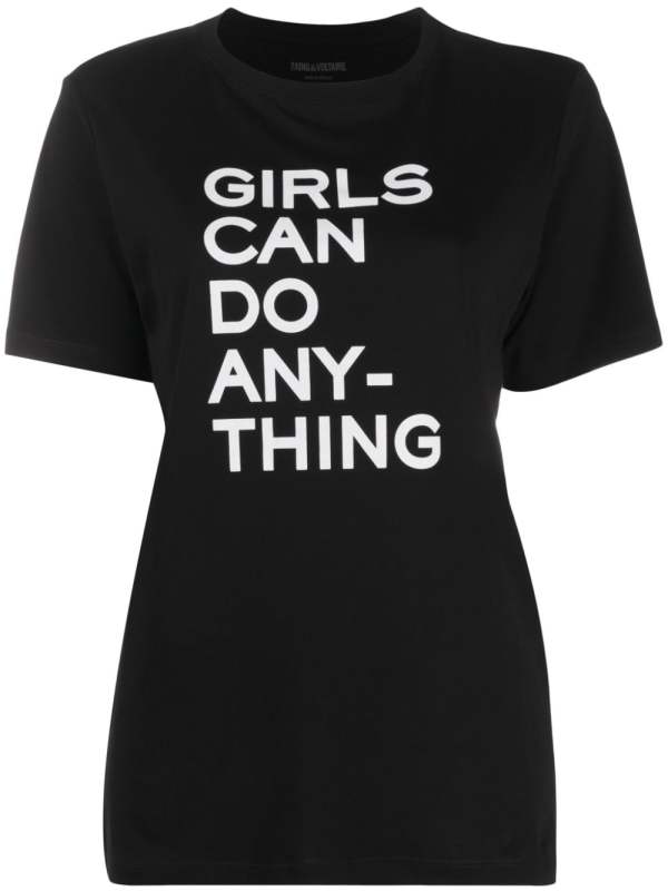 slogan print round neck T-shirt