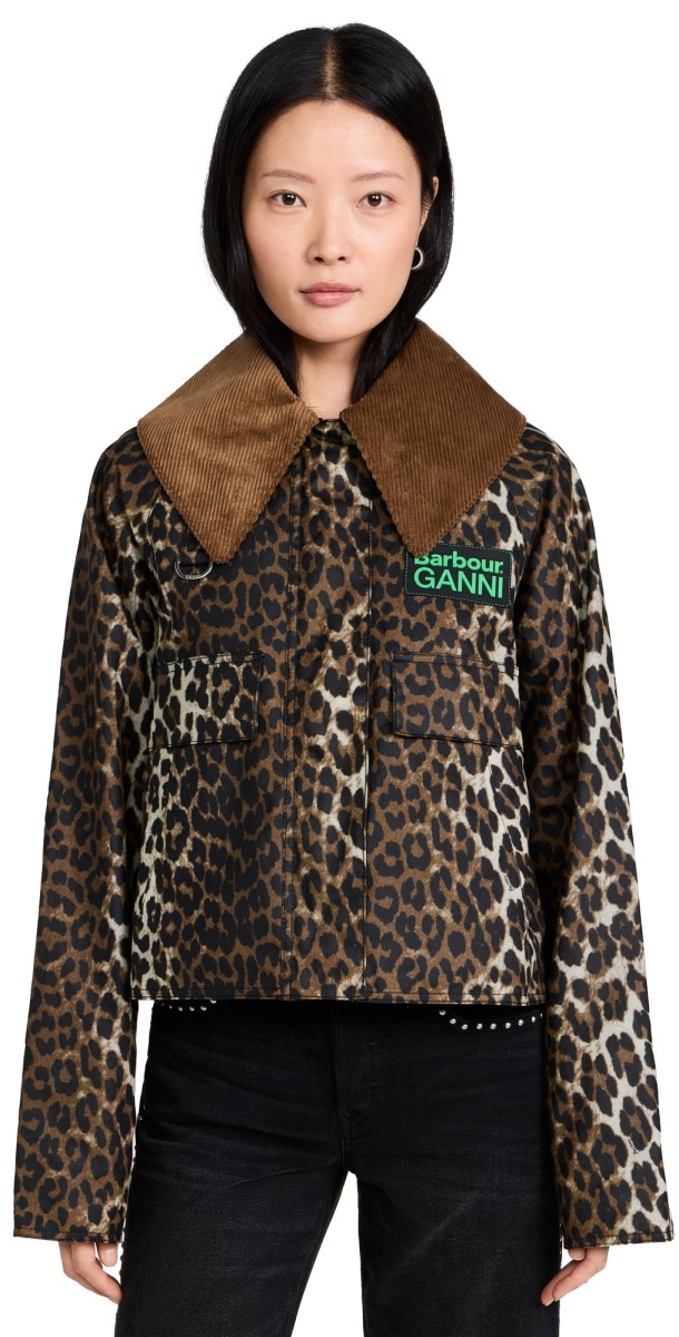 Barbour Barbour x Ganni Printed Wax Anorak Smock Jacket Leopard Print/Classic